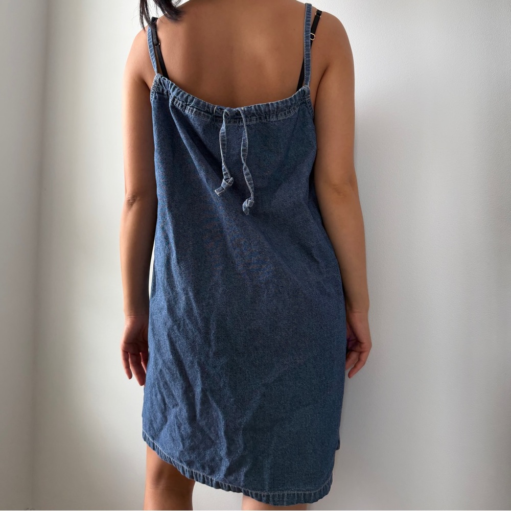 90s Reactor+ Blue Denim Pinafore Dress - Medium - Picture 4 of 5